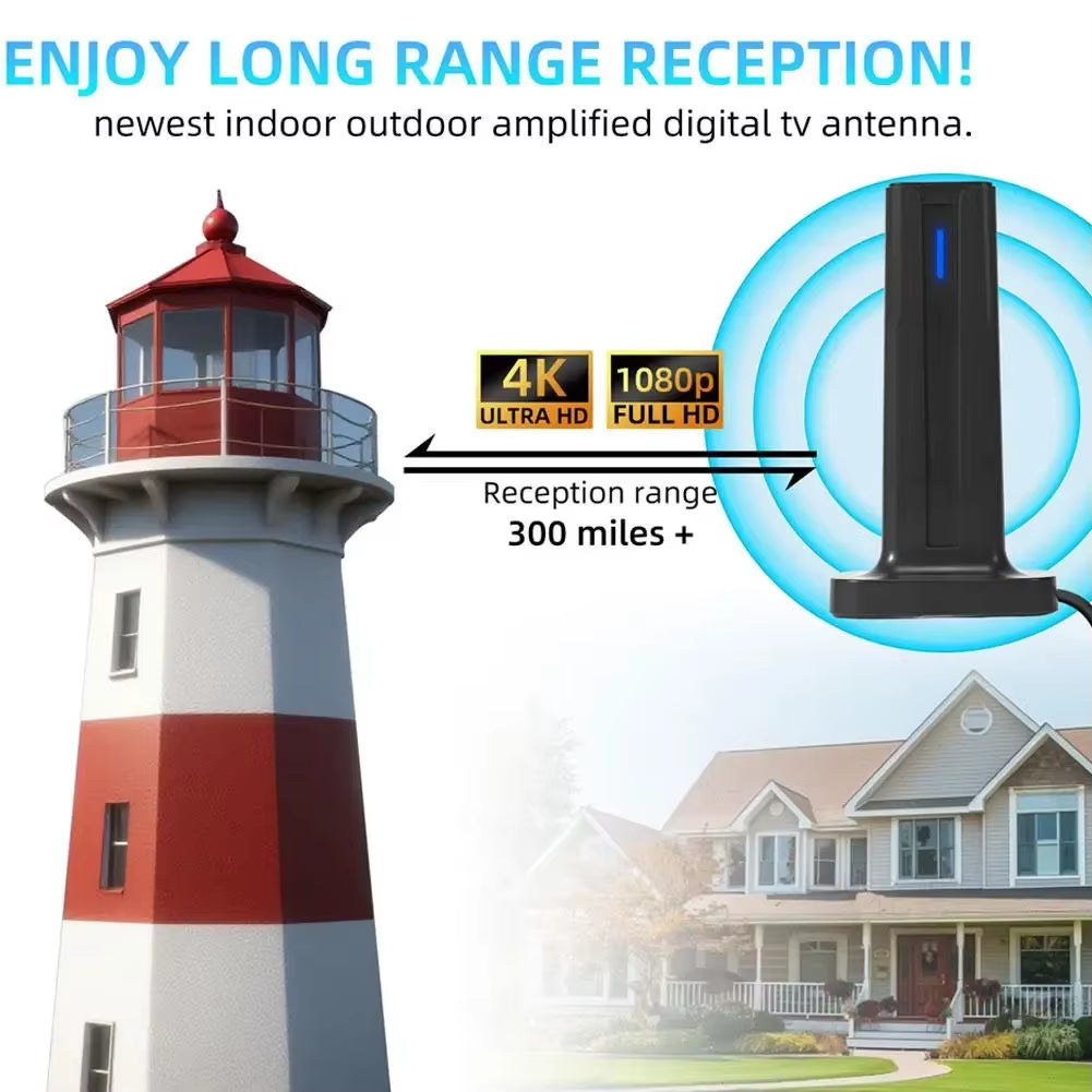 Smart TV Indoor HD Digital TV Antenna Receiving Distance Signal Amplifier Supports 4K 1080P High-Definition Mini Antenna